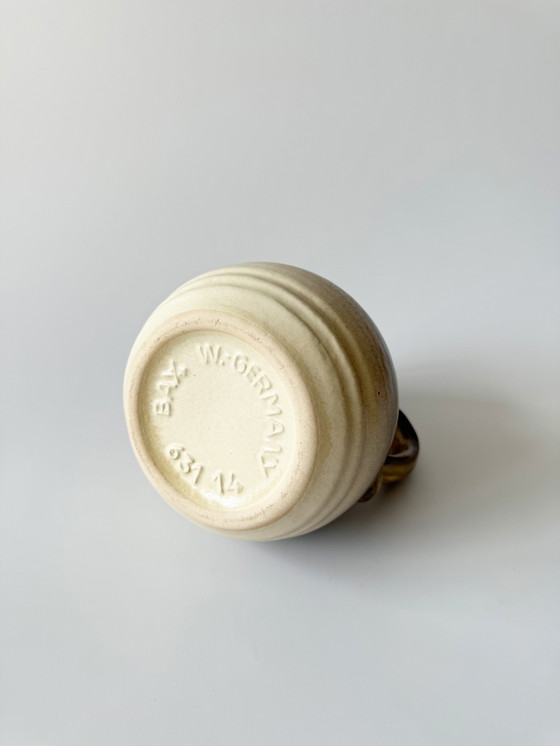 Image 1 of Bay Keramik 631/14, Vase Aus Keramik Mit Henkel, Glasiert In Braun, Beige, West Germany, Wgp, Mid Century Modern, 1970Er Jahre