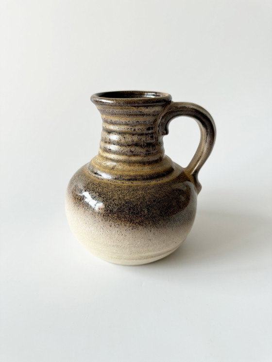 Image 1 of Bay Keramik 631/14, Vase Aus Keramik Mit Henkel, Glasiert In Braun, Beige, West Germany, Wgp, Mid Century Modern, 1970Er Jahre