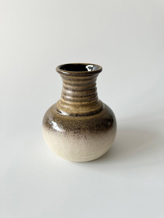 Image 1 of Bay Keramik 631/14, Vase Aus Keramik Mit Henkel, Glasiert In Braun, Beige, West Germany, Wgp, Mid Century Modern, 1970Er Jahre