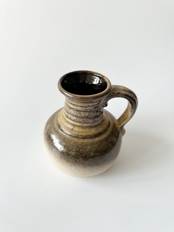 Image 1 of Bay Keramik 631/14, Vase Aus Keramik Mit Henkel, Glasiert In Braun, Beige, West Germany, Wgp, Mid Century Modern, 1970Er Jahre
