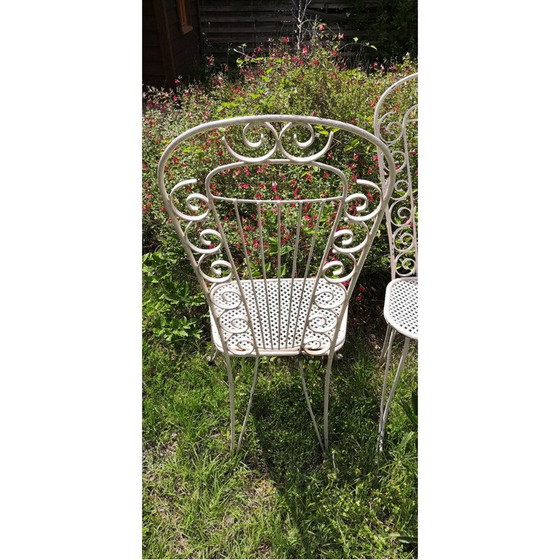 Image 1 of Paar Vintage-Kleeblatt-Stühle aus Metall, 1950er Jahre