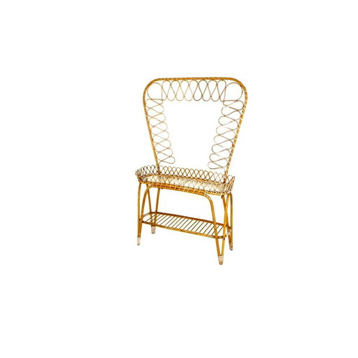 Pflanzgefäß aus Rattan und Glas, Schweden 1960