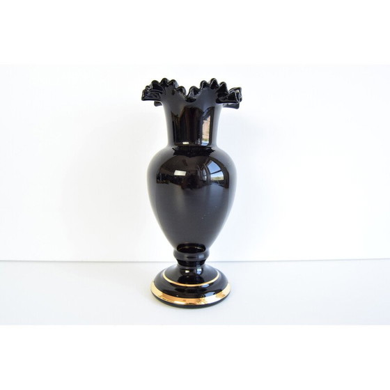 Image 1 of Schwarze Vase aus Kunstglas für Crystalex, Tschechoslowakei 1970