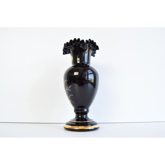 Image 1 of Schwarze Vase aus Kunstglas für Crystalex, Tschechoslowakei 1970