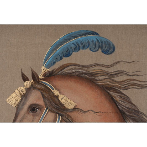 Image 1 of Vintage gemalt Leinwand in Leinen Darstellung eines Pferdes