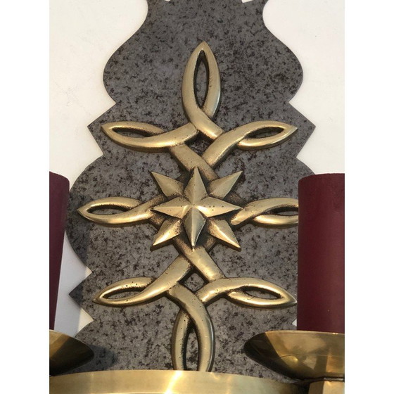 Image 1 of Paar Wandlampen aus Messing und Stahl im Art-Déco-Stil, Frankreich 1930er Jahre