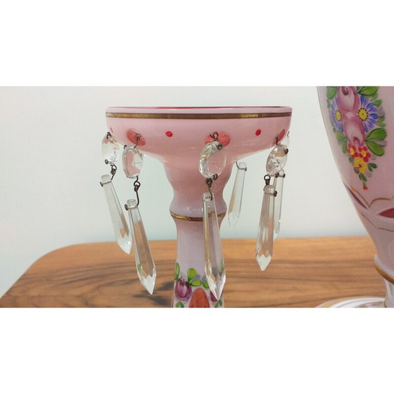 Image 1 of Vintage Vase mit Kerzenhalter aus Glas, Tschechoslowakei 1960er Jahre