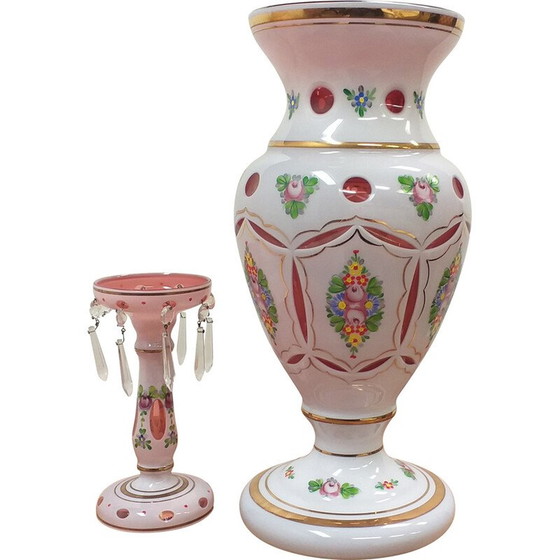 Image 1 of Vintage Vase mit Kerzenhalter aus Glas, Tschechoslowakei 1960er Jahre