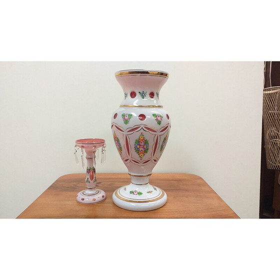 Image 1 of Vintage Vase mit Kerzenhalter aus Glas, Tschechoslowakei 1960er Jahre