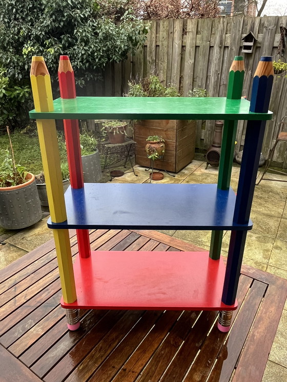 Image 1 of Pierre Sala Vintage Pencil Design: Bücherregal & Garderobe (Clairefontaine Modell / 1980er Jahre)