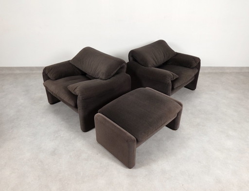 2er-Set Cassina Maralunga Sessel mit Ottomane