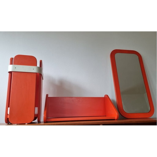 Vintage Schirmständer mit Spiegel und Ablage Meblo, 1970