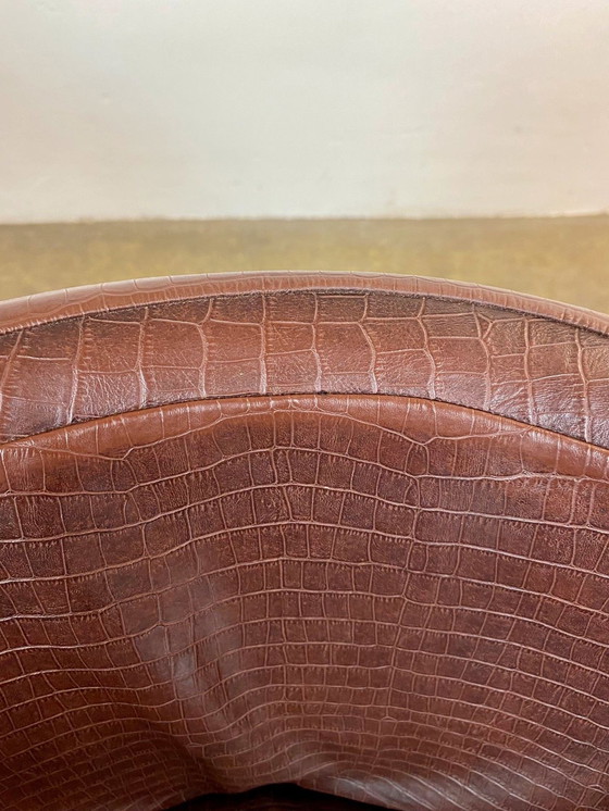 Image 1 of 4er Set  Flexform Mixer Stühle Italien Armlehnstuhl Schlangenleder