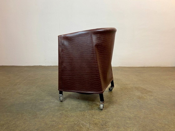 Image 1 of 4er Set  Flexform Mixer Stühle Italien Armlehnstuhl Schlangenleder