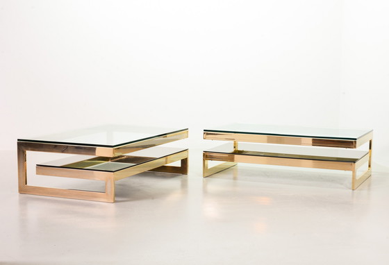 Image 1 of Belgo-Chrom Architectural G-Table 23 Karat vergoldet mit Glasplatte
