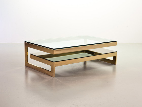 Image 1 of Belgo-Chrom Architectural G-Table 23 Karat vergoldet mit Glasplatte