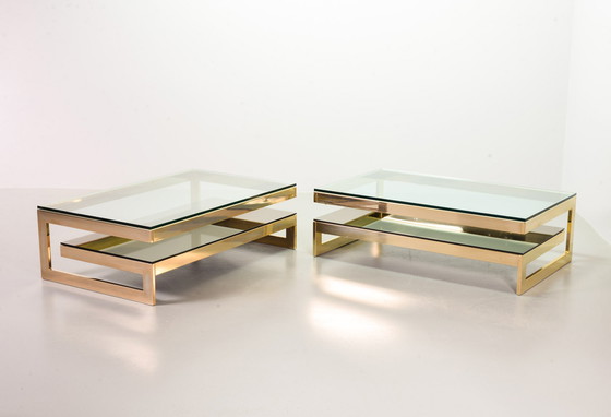 Image 1 of Belgo-Chrom Architectural G-Table 23 Karat vergoldet mit Glasplatte