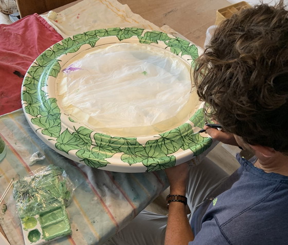 Image 1 of Handbemalter Spiegel Les Feuilles