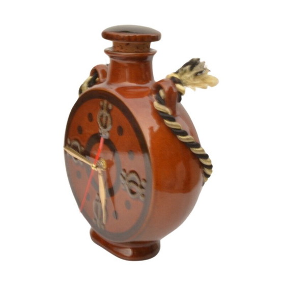 Image 1 of Vintage Keramik Wasserflasche Wanduhr für Upg Halle, Deutschland 1970
