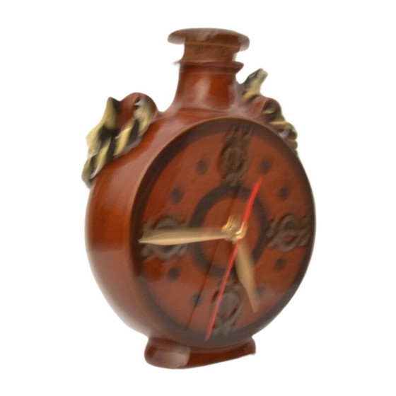 Image 1 of Vintage Keramik Wasserflasche Wanduhr für Upg Halle, Deutschland 1970