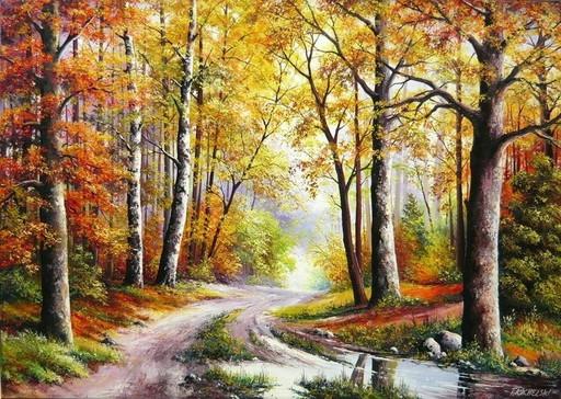 Tomasz Kachelski "Straße im Herbst"