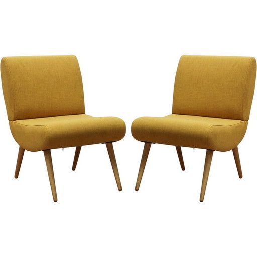 Ein Paar Vintage-Sessel aus Holz und Stoff von Pelfran Kiss für Maison du Monde