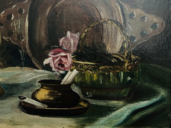 Image 1 of J.H. Sorrel: "Krug, Weinschüssel und Zigarettenglas. Hand signiert und in gutem Zustand.