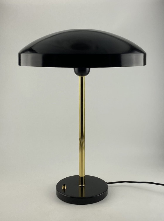 Image 1 of Seltene schwarz-goldene Tischleuchte Ufo von Louis Kalff für Philips