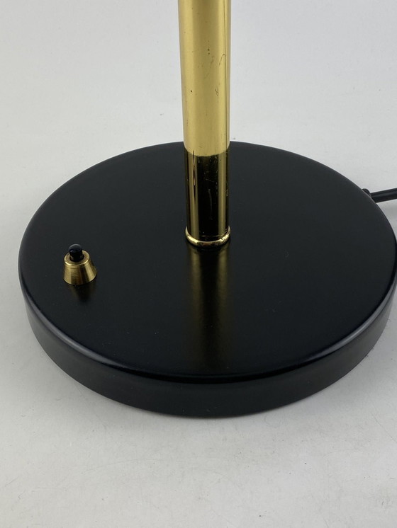 Image 1 of Seltene schwarz-goldene Tischleuchte Ufo von Louis Kalff für Philips
