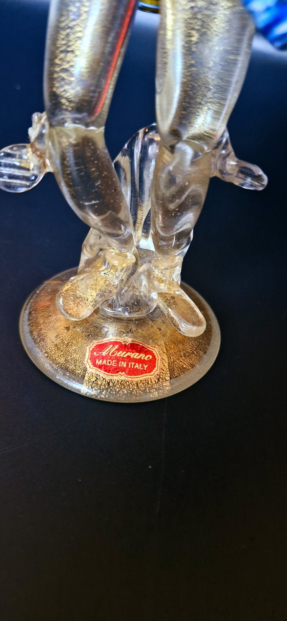 Image 1 of Muranoglas Paar Tänzer Skulpturen Milefiori mit Goldblättern