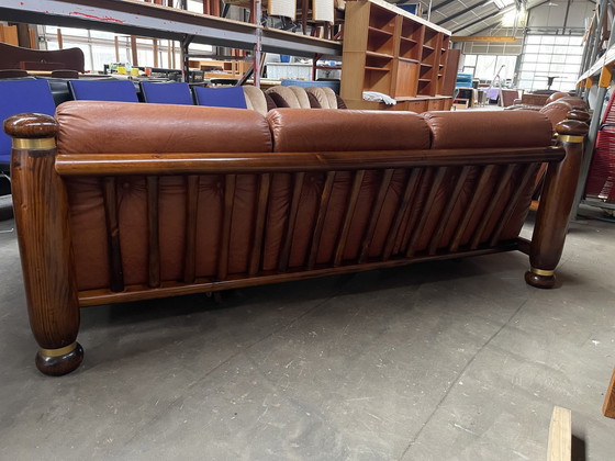 Image 1 of Italienisches Mid Century Modernes Cognac Leder Sofa, 1960'S