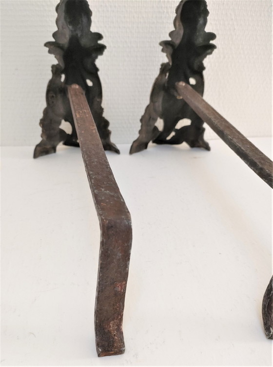 Image 1 of Paar Raupen Kariatiden Bronze Patina Schwarz