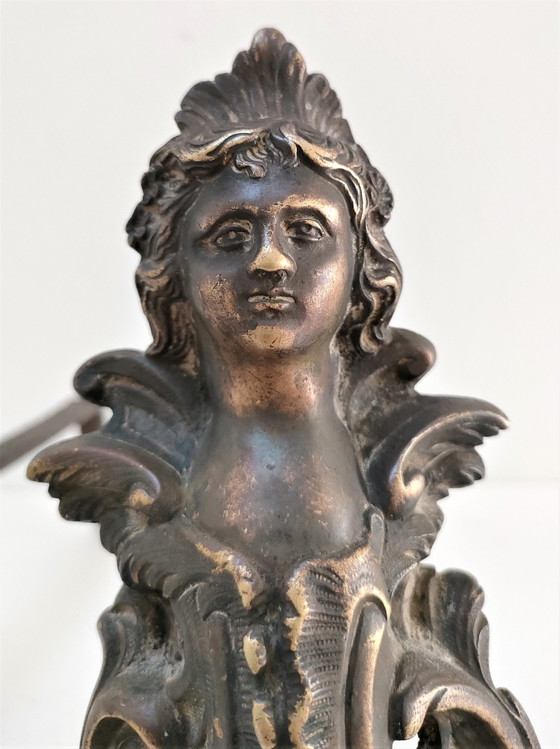 Image 1 of Paar Raupen Kariatiden Bronze Patina Schwarz