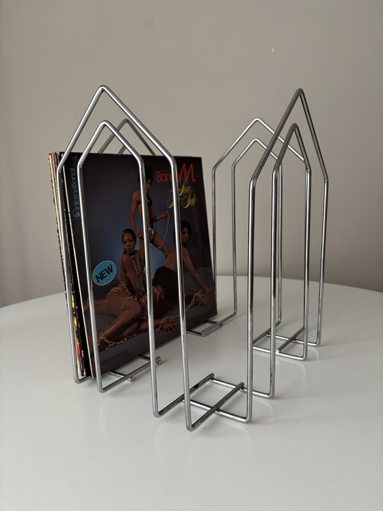 Image 1 of Willi Glaeser Vinylhalter, Schallplattenständer/Magazinablage 1980er Jahre