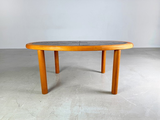 Original Tue Poulsen Mid Century Couchtisch Haslev Teak Keramik