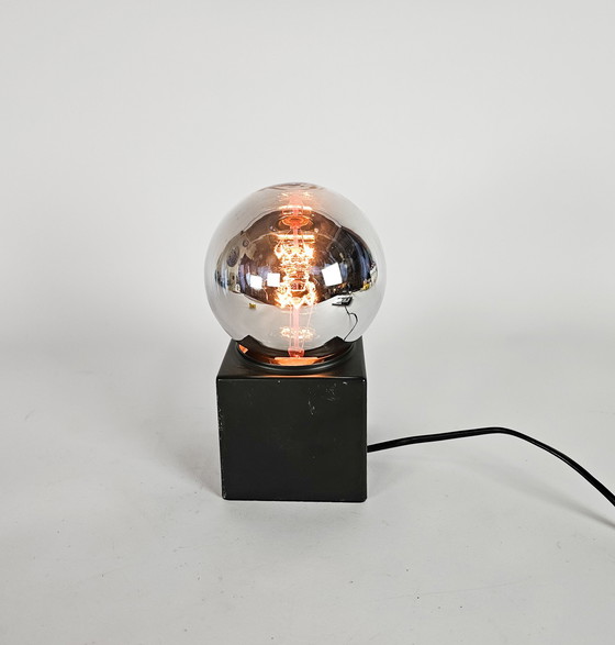 Image 1 of Niederländisches Design – Space Age – Philips Design-Spiegelkugellampe – Tisch-/Schreibtischlampe – 70er Jahre