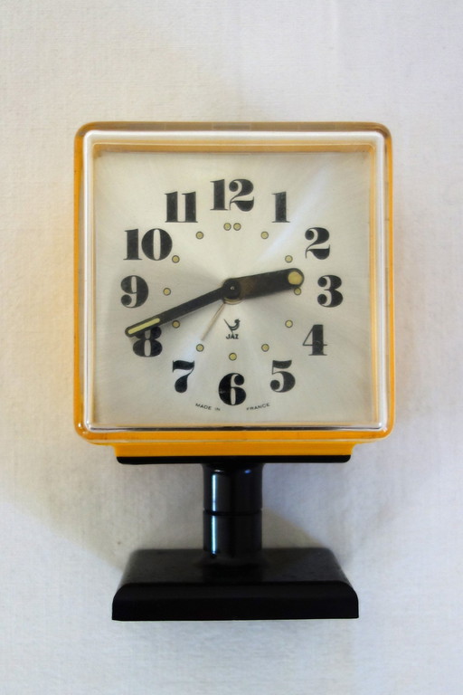 Wunderschöner Wecker Gelb Auf Standfuß Vintage 70's JAZ