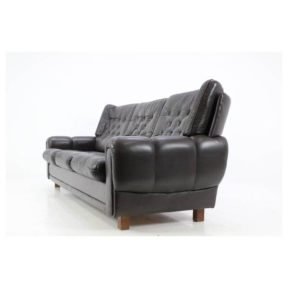 Image 1 of Mid-Century 3-Sitzer-Sofa aus braunem Leder - 1960er Jahre