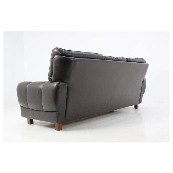 Image 1 of Mid-Century 3-Sitzer-Sofa aus braunem Leder - 1960er Jahre