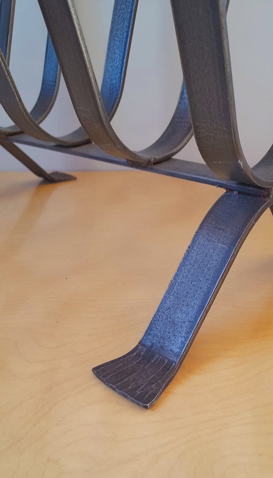 Image 1 of Brutalistischer Zeitschriftenhalter Aus Stahl Dlg J.Adnet ,1950.