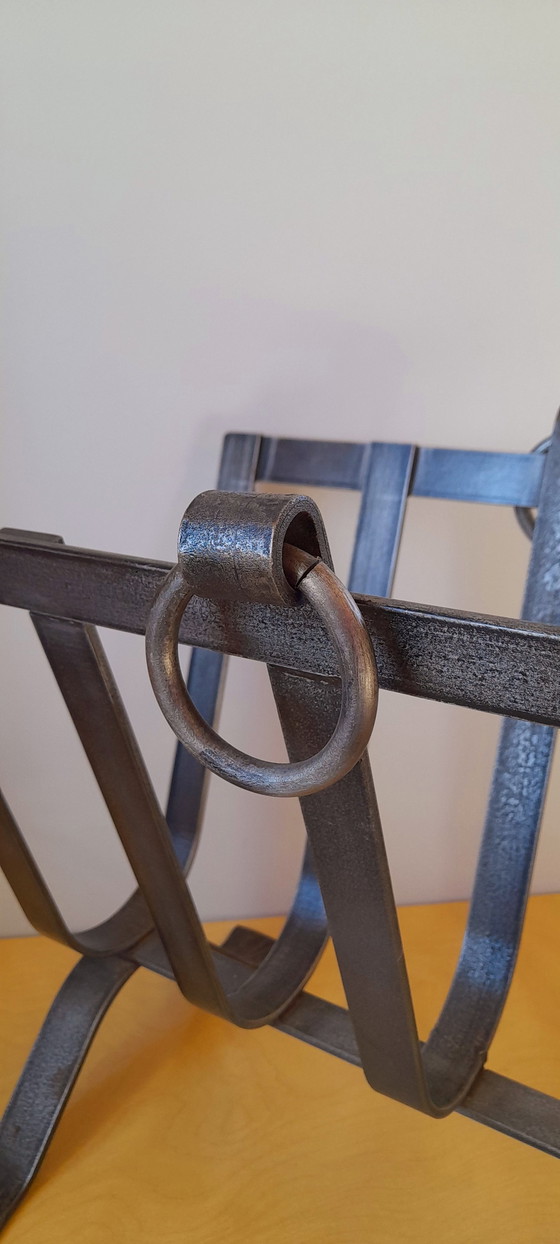 Image 1 of Brutalistischer Zeitschriftenhalter Aus Stahl Dlg J.Adnet ,1950.