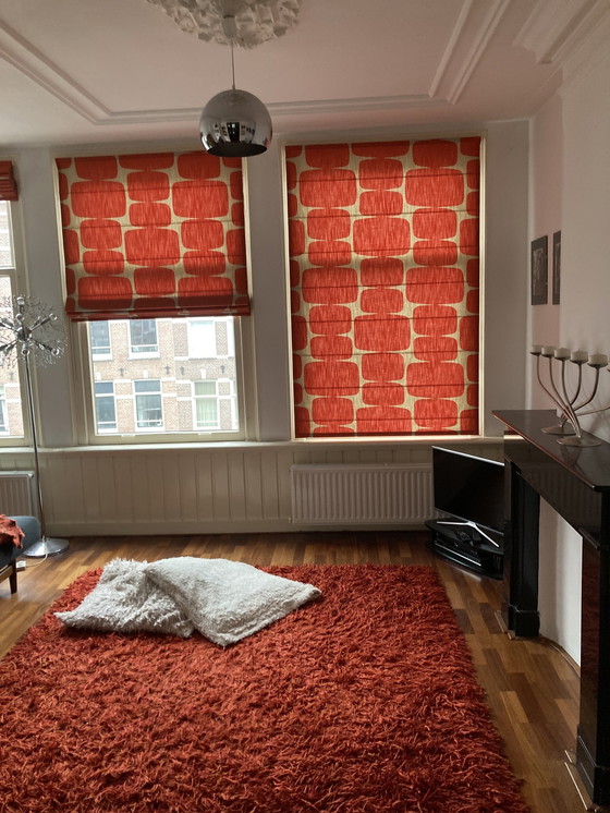 Image 1 of Raffrollos in schönem Orange Vintage Sixties/Seventies Stoff