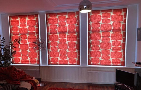 Image 1 of Raffrollos in schönem Orange Vintage Sixties/Seventies Stoff