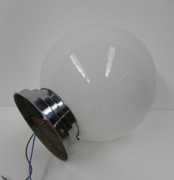 Image 1 of Art Deco Deckenlampe mit großer weißer Glaskugel