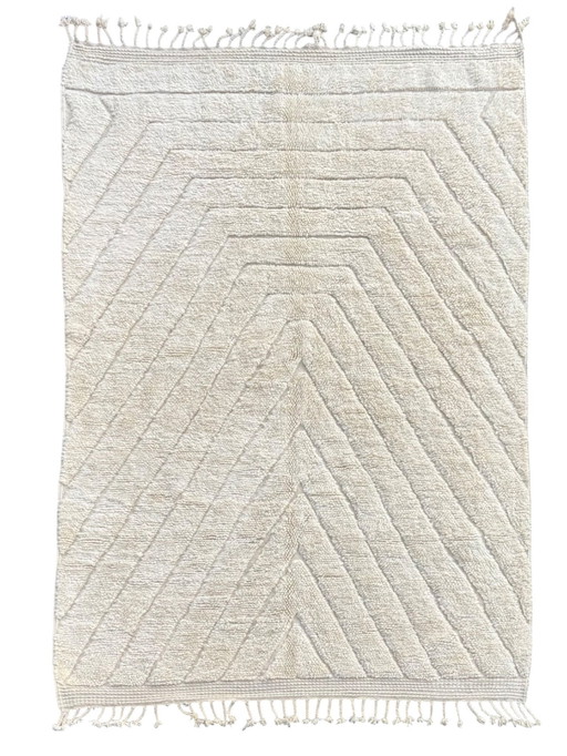 Blanc - Marokkanisch Weiß Beni Ourain Wollteppich 205X310 Cm