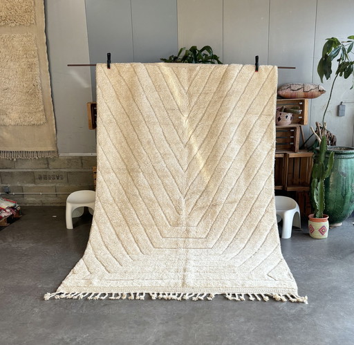 Blanc - Marokkanisch Weiß Beni Ourain Wollteppich 205X310 Cm