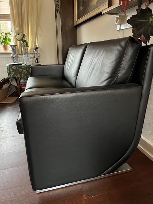 Leolux Timandra 2.5 Sitzer Schwarzes Ledersofa