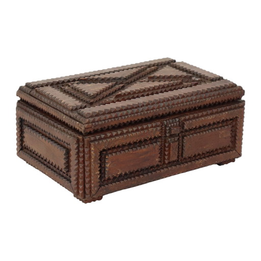 Antike Tramp Art Box Volkskunst