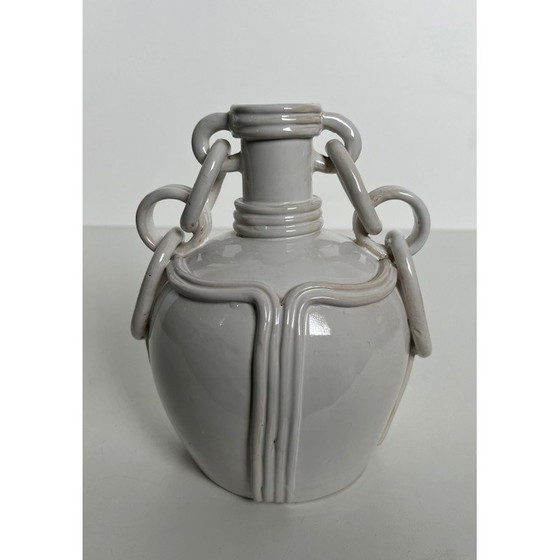 Image 1 of Vintage Keramikvase mit weißer Glasur, 1970