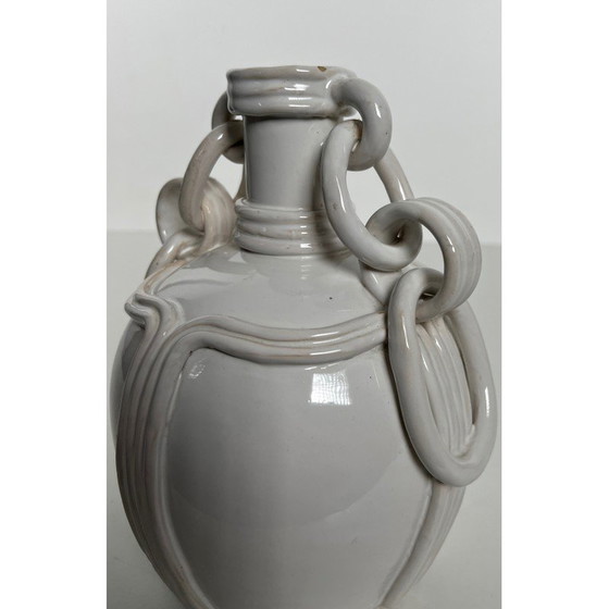 Image 1 of Vintage Keramikvase mit weißer Glasur, 1970